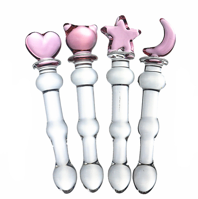 Glass Heart Shape Anal plugs Sex Toys