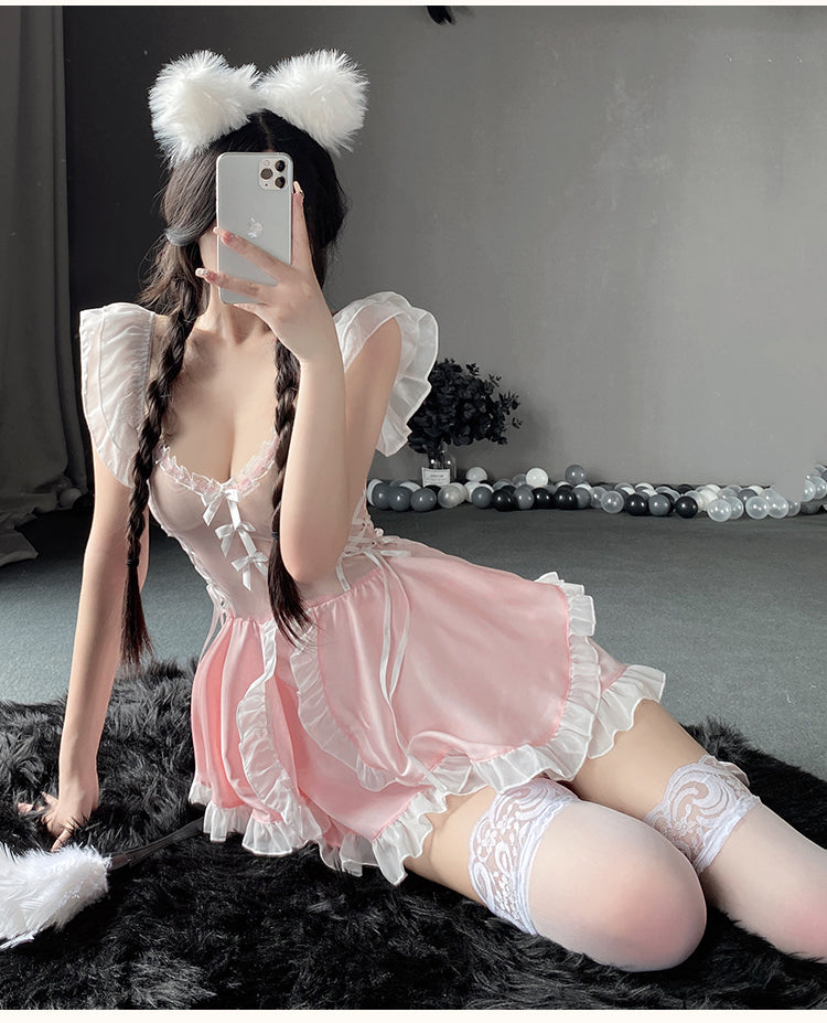 Cute Pink Maid Dress Lingerie Set